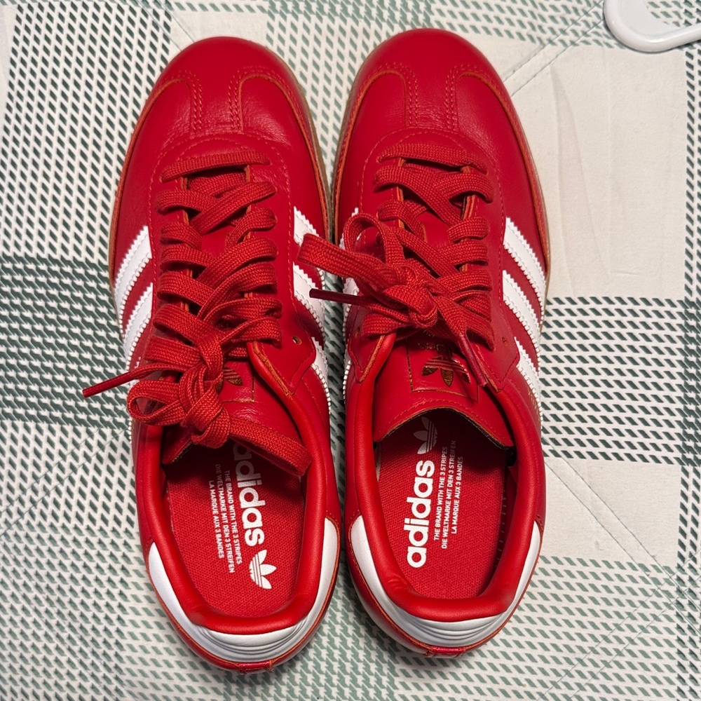 Adidas Samba Red Shoes with White Accents
